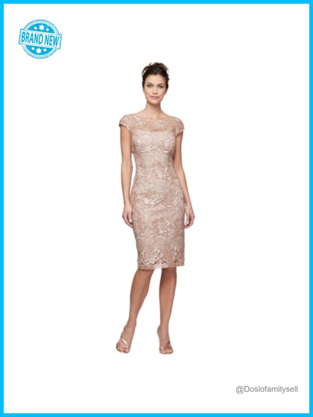 Floral Embroidered Cocktail Sheath Dress Knee Length Wedding Guest